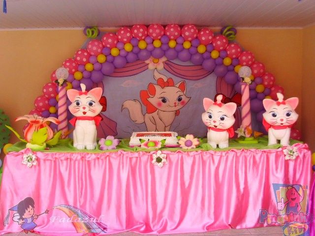 Tema da Gata Marie para decoração de festa infantil